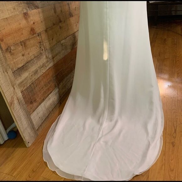 Kathryn LaCroix white nee wedding dress gown beading sheer long sleeves, size 10 - Picture 13 of 13